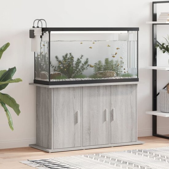 Aquariumstandaard 101x41x58 cm bewerkt hout grijs sonoma eiken 1