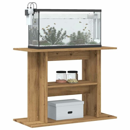 Aquariumstandaard 80x35x60cm bewerkt hout artisanaal eikenkleur 3