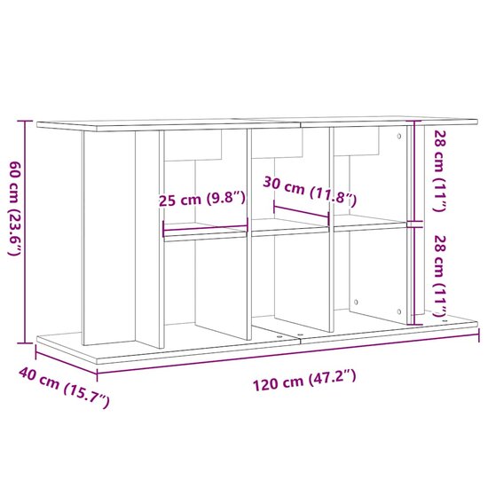 Aquariumstandaard 120x40x60 cm bewerkt hout oud houtkleurig 9