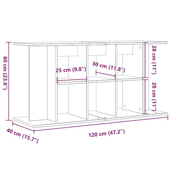 Aquariumstandaard 120x40x60 cm bewerkt hout artisanaal eiken 9