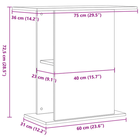 Aquariumstandaard 36x75x72,5 cm bewerkt hout oud houtkleurig 9