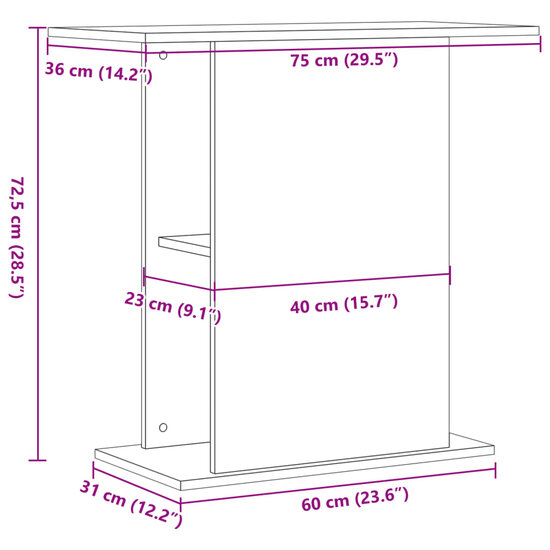 Aquariumstandaard 36x75x72,5 cm bewerkt hout artisanaal eiken 9