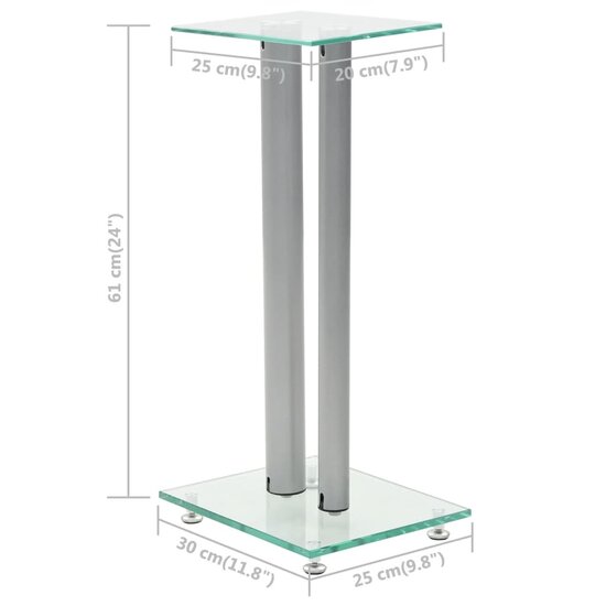 Speakerstandaarden zuil-ontwerp gehard glas zilver 2 st 7