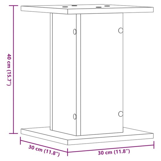 Speakerstandaards 2 st 30x30x40 cm bewerkt hout wit 9