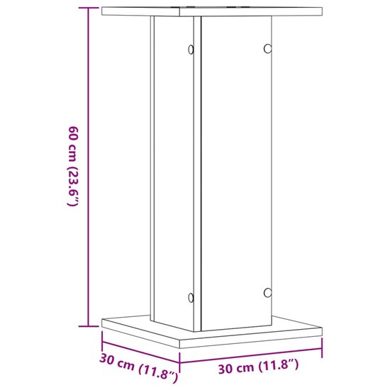 Speakerstandaards 2 st 30x30x60 cm bewerkt hout sonoma eiken 9