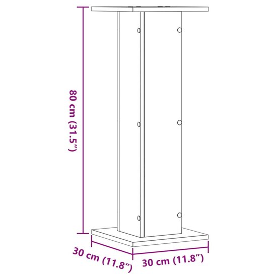 Speakerstandaards 2 st 30x30x80 cm bewerkt hout sonoma eiken 9