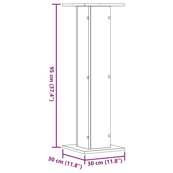 Speakerstandaards 2 st 30x30x95 cm bewerkt hout betongrijs 9