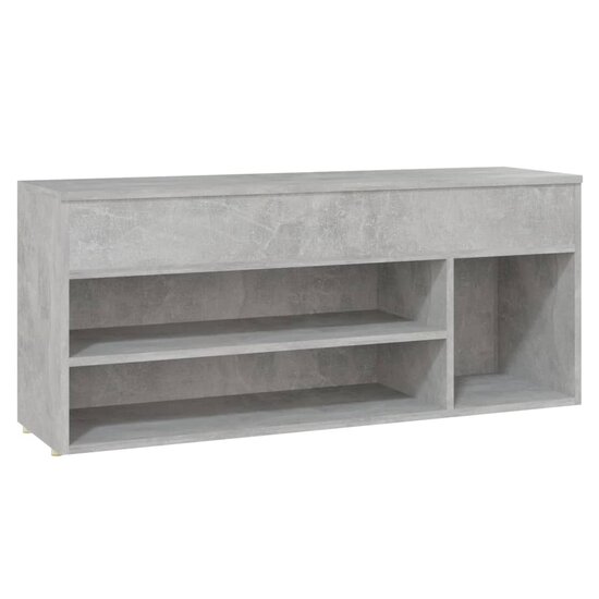 Schoenenbank 105x30x45 cm bewerkt hout betongrijs 2