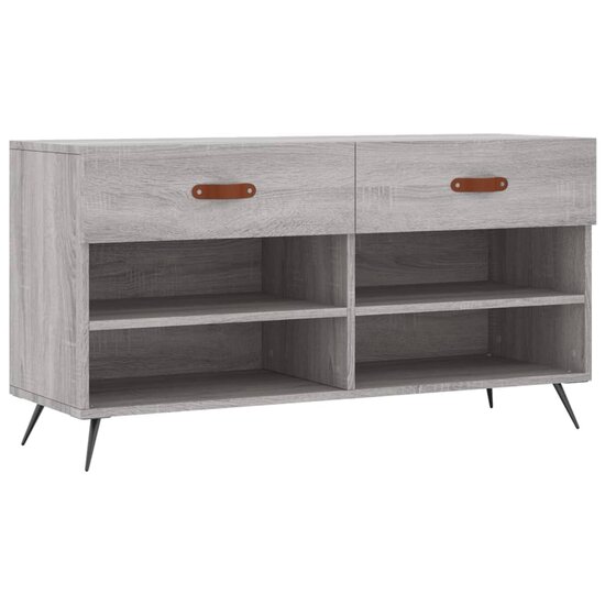 Schoenenbank 102x35x55 cm bewerkt hout grijs sonoma eikenkleur 2