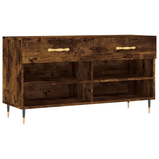 Schoenenbank 102x35x55 cm bewerkt hout gerookt eikenkleurig 2