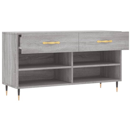 Schoenenbank 102x35x55 cm bewerkt hout grijs sonoma eikenkleur 5