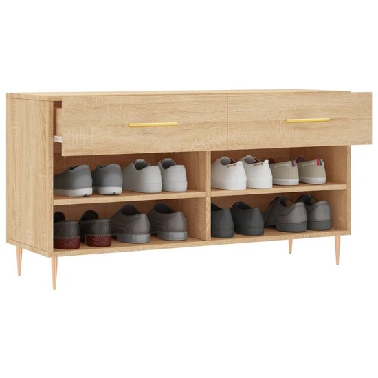 Schoenenbank 102x35x55 cm bewerkt hout sonoma eikenkleurig 4