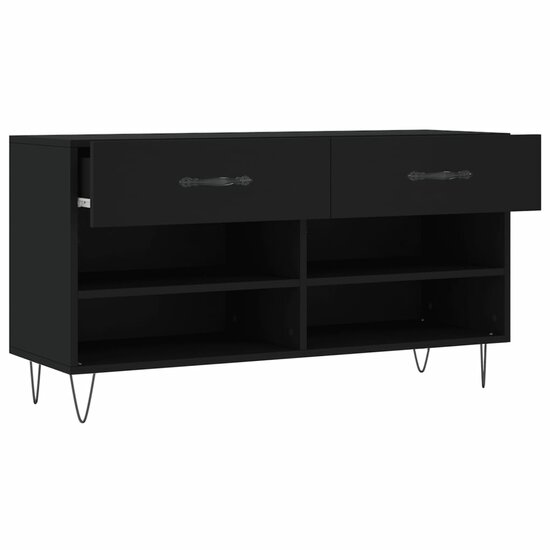 Schoenenbank 102x35x55 cm bewerkt hout zwart 5