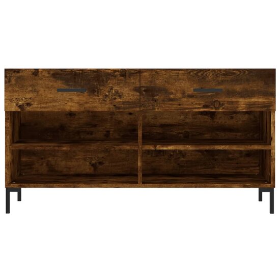 Schoenenbank 102x35x55 cm bewerkt hout gerookt eikenkleurig 6