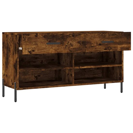 Schoenenbank 102x35x55 cm bewerkt hout gerookt eikenkleurig 5