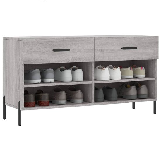 Schoenenbank 102x35x55 cm bewerkt hout grijs sonoma eikenkleur 3