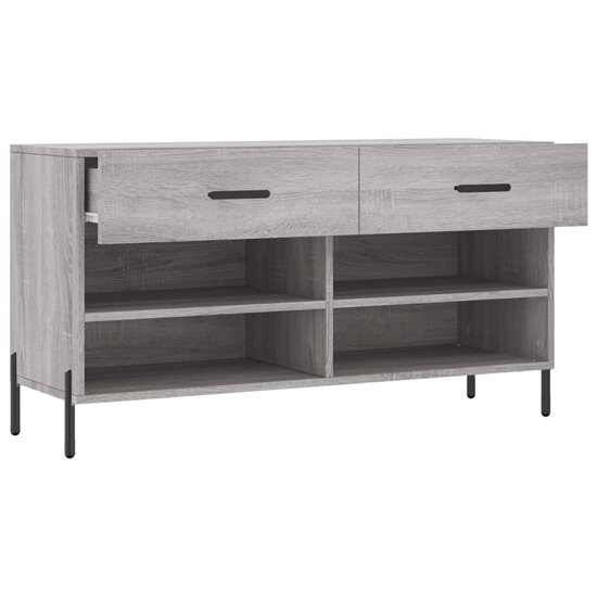 Schoenenbank 102x35x55 cm bewerkt hout grijs sonoma eikenkleur 5