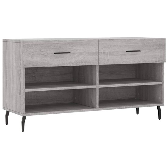 Schoenenbank 102x35x55 cm bewerkt hout grijs sonoma eikenkleur 2