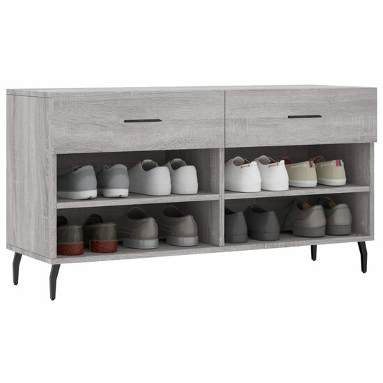 Schoenenbank 102x35x55 cm bewerkt hout grijs sonoma eikenkleur 3