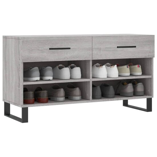 Schoenenbank 102x35x55 cm bewerkt hout grijs sonoma eikenkleur 3