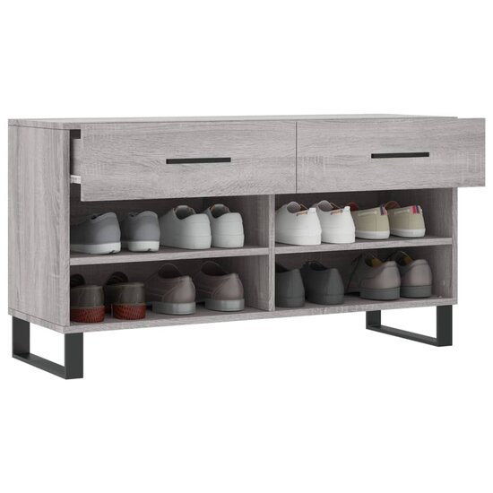 Schoenenbank 102x35x55 cm bewerkt hout grijs sonoma eikenkleur 4