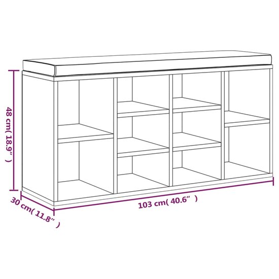 Schoenenrek 103x30x48 cm bewerkt hout hoogglans wit 7