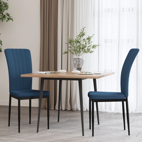 Eetkamerstoelen 2 st fluweel blauw 1