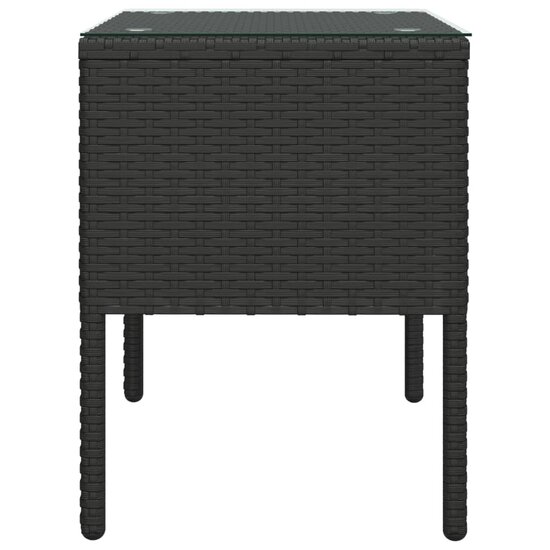 Bijzettafel 53x37x48 cm poly rattan en gehard glas zwart 4