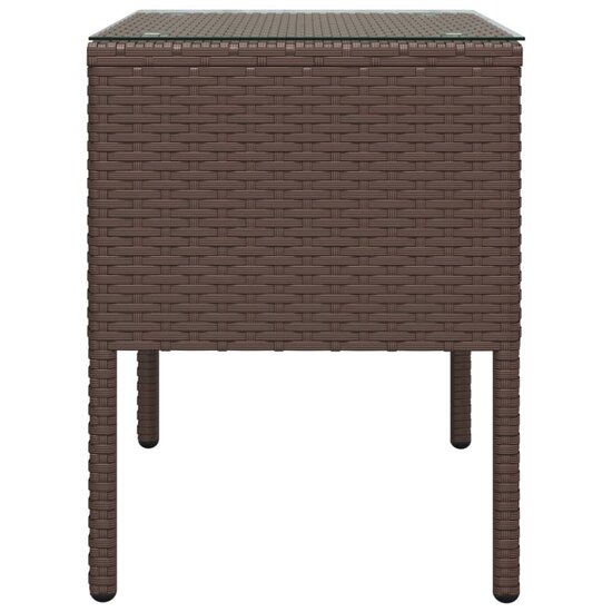 Bijzettafel 53x37x48 cm poly rattan en gehard glas bruin 4