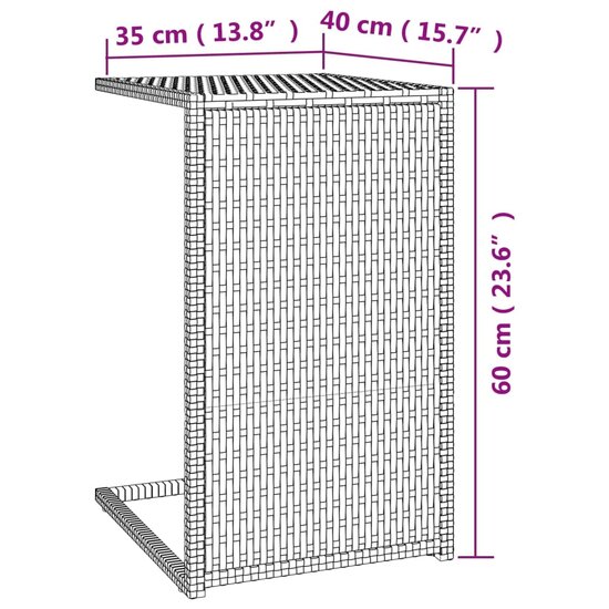 Bijzettafel C-vormig 40x35x60 cm poly rattan bruin 7