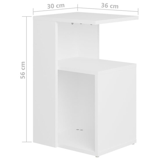 Bijzettafel 36x30x56 cm bewerkt hout wit 6