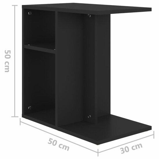 Bijzettafel 50x30x50 cm bewerkt hout zwart 8