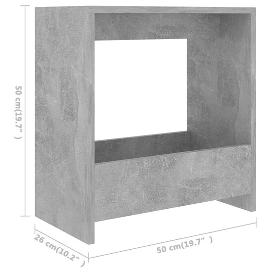 Bijzettafel 50x26x50 cm bewerkt hout betongrijs 6