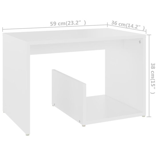 Bijzettafel 59x36x38 cm bewerkt hout wit 6