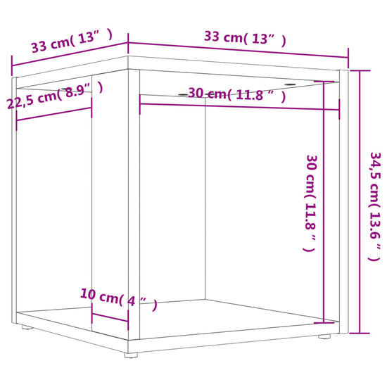 Bijzettafel 33x33x34,5 cm bewerkt hout sonoma eikenkleurig 8