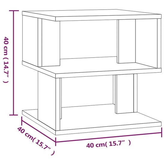 Bijzettafel 40x40x40 cm bewerkt hout bruin eikenkleur 7