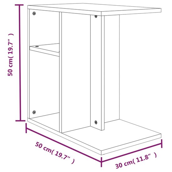 Bijzettafel 50x30x50 cm bewerkt hout bruin eikenkleur 9