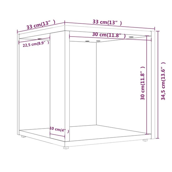 Bijzettafel 33x33x34,5 cm bewerkt hout gerookt eikenkleurig 8