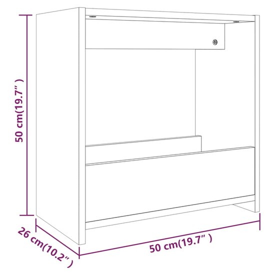 Bijzettafel 50x26x50 cm bewerkt hout gerookt eikenkleurig 7