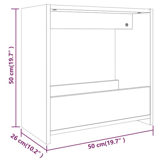 Bijzettafel 50x26x50 cm bewerkt hout bruin eikenkleur 7