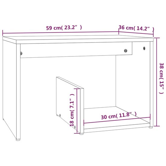 Bijzettafel 59x36x38 cm bewerkt hout gerookt eikenkleurig 7