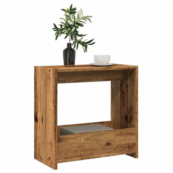 Bijzettafel 50x26x50 cm bewerkt hout oud houtkleurig 1