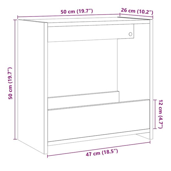 Bijzettafel 50x26x50 cm bewerkt hout oud houtkleurig 9