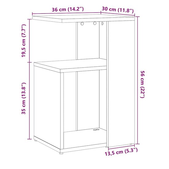 Bijzettafel 36x30x56 cm bewerkt hout oud houtkleurig 9