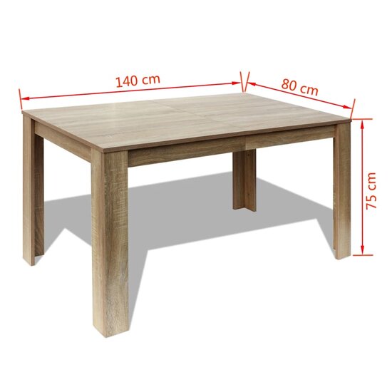 Eettafel 140x80x75 cm eikenkleurig 5