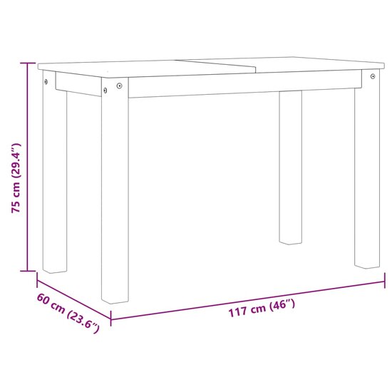 Eettafel Panama 117x60x75 cm massief grenenhout 8