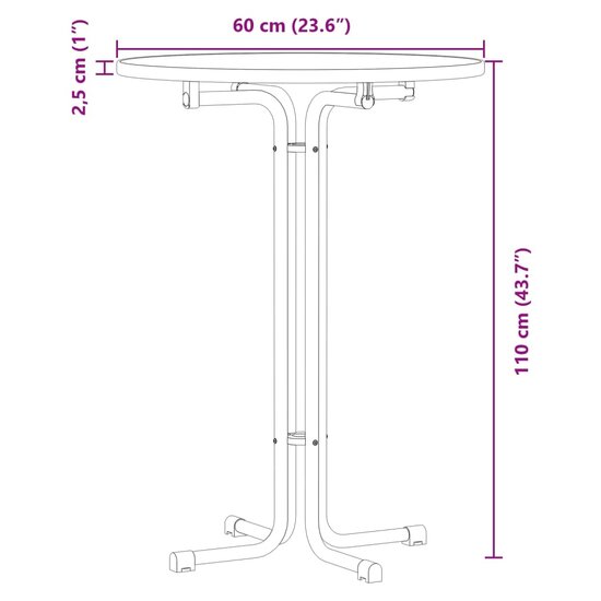 Eettafel &Oslash; 60x110 cm bewerkt hout en staal wit 9