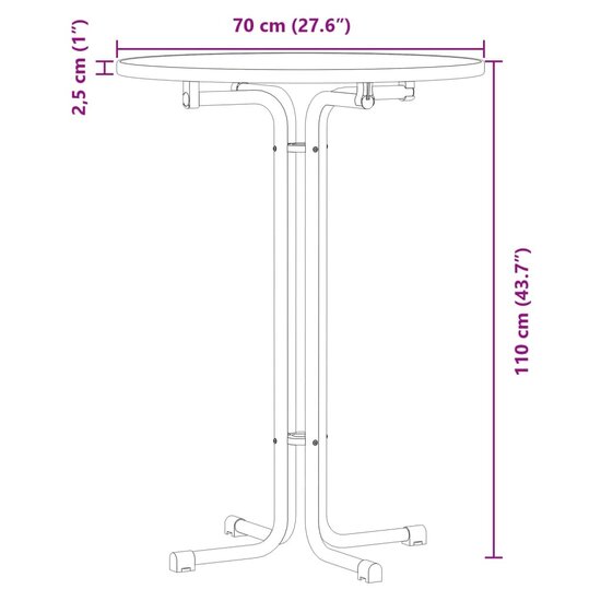 Eettafel &Oslash; 70x110 cm bewerkt hout en staal wit 9