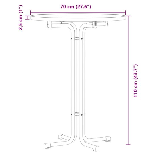 Eettafel &Oslash; 70x110 cm bewerkt hout en staal zwart 9