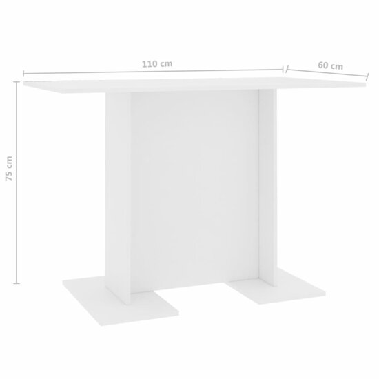 Eettafel 110x60x75 cm bewerkt hout wit 6